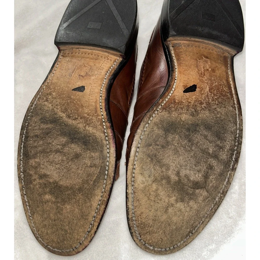 Allen Edmonds AE Cody Woven Tassel Loafer Sz 9.5 B Brown Leather‎ Kilt Shoe -USA